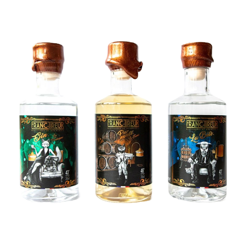 Coffret découverte Gin, Whisky et Vodka - 3x20cl, Distillerie Franc-Tireur