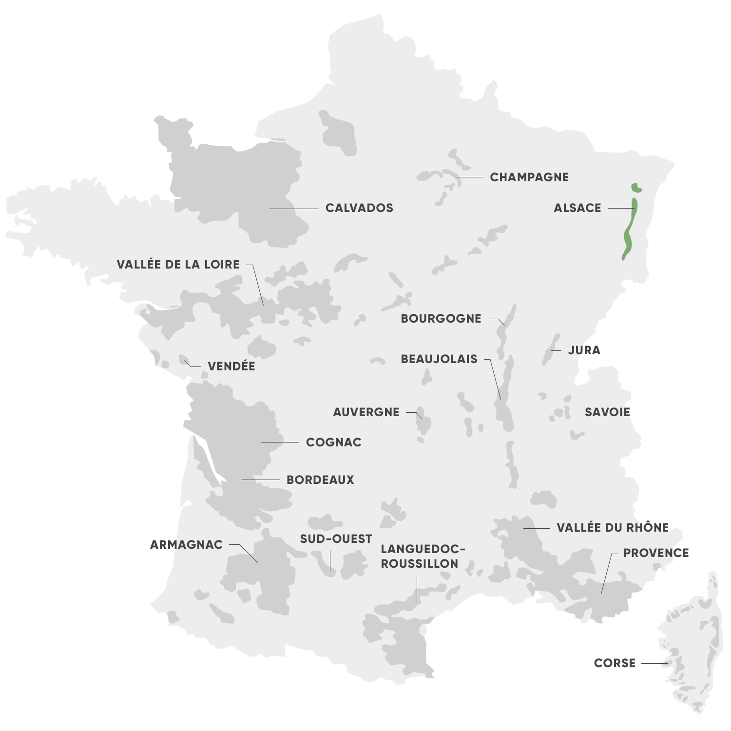 Carte de la région Alsace