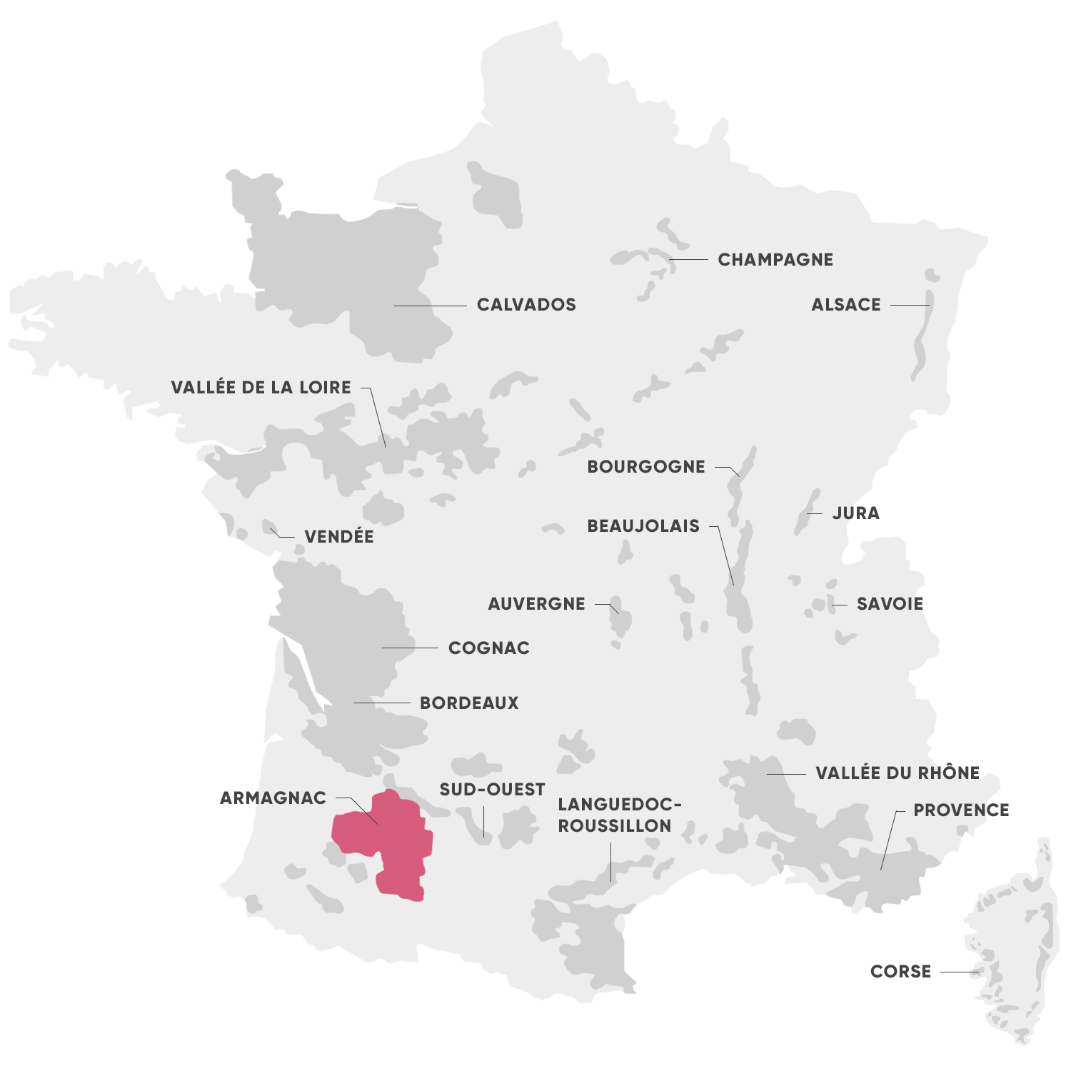 Carte de la région de l'Armagnac