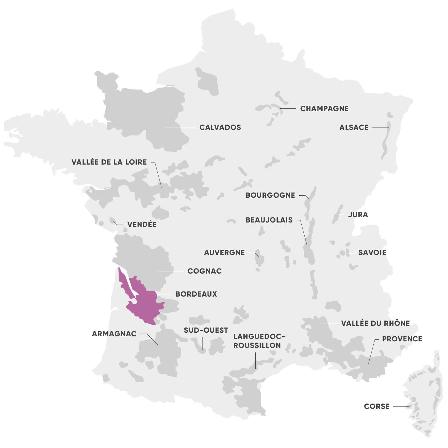 Carte de la région Bordeaux