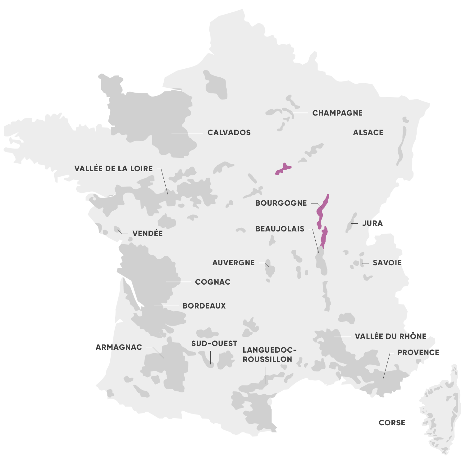 Carte de la région Bourgogne