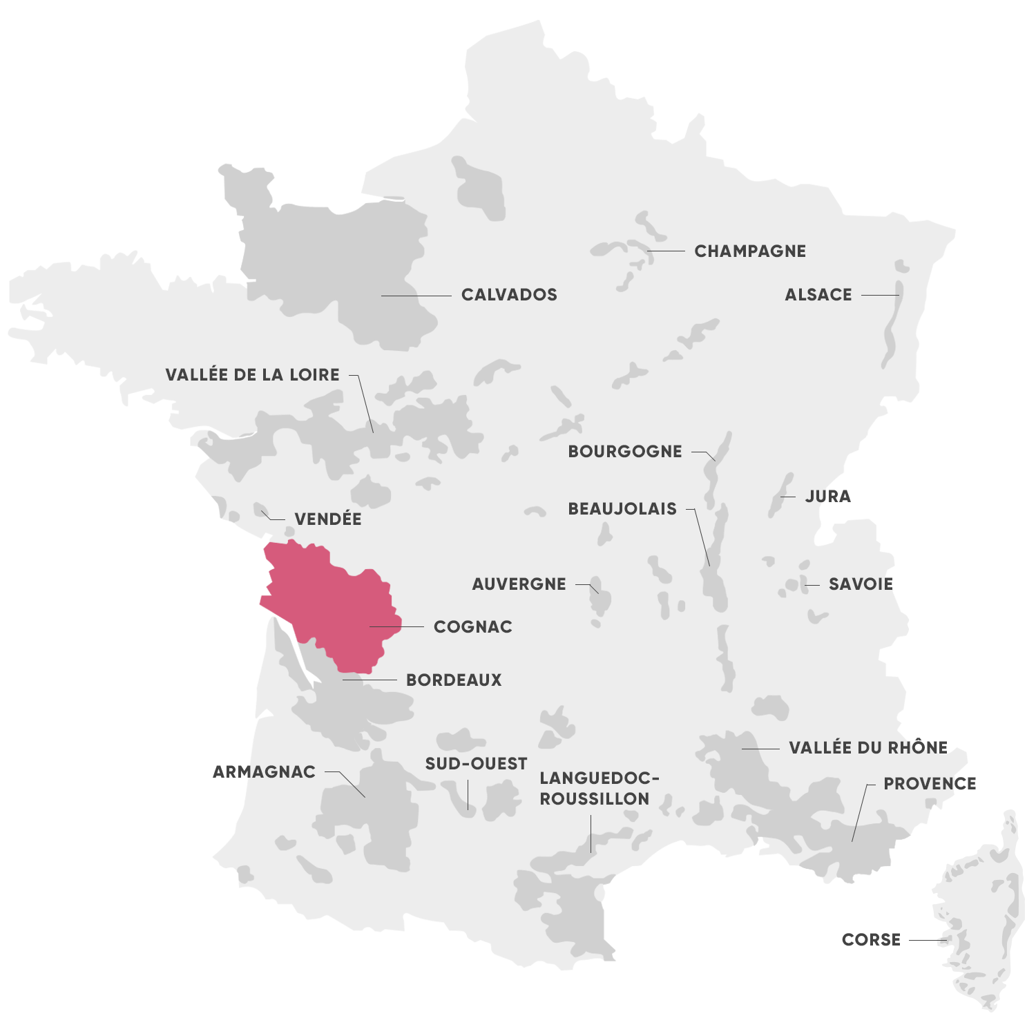 Carte de la région du Cognac