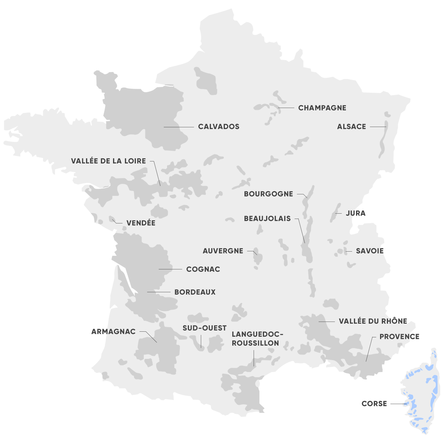 Carte de la région Corse