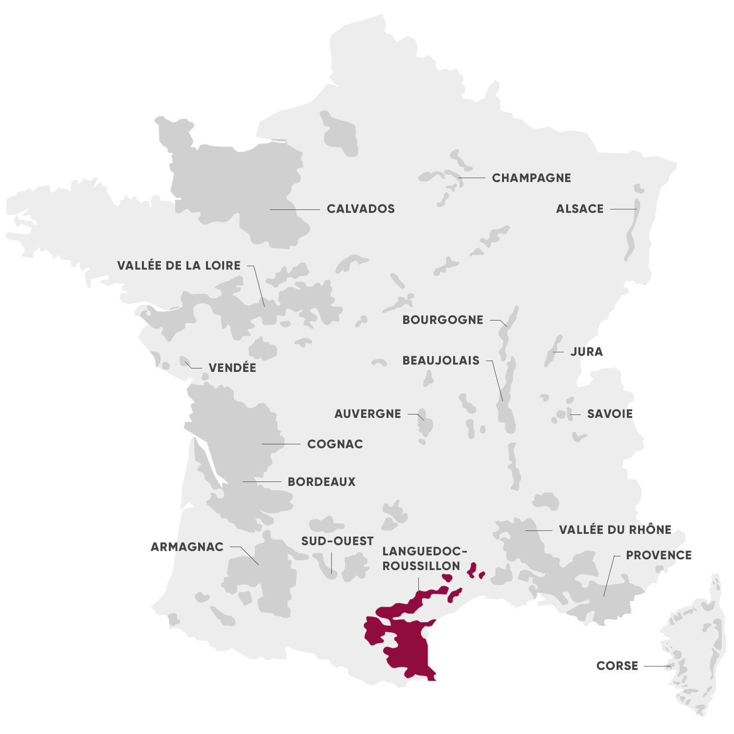 Carte de la région Languedoc Rousillon