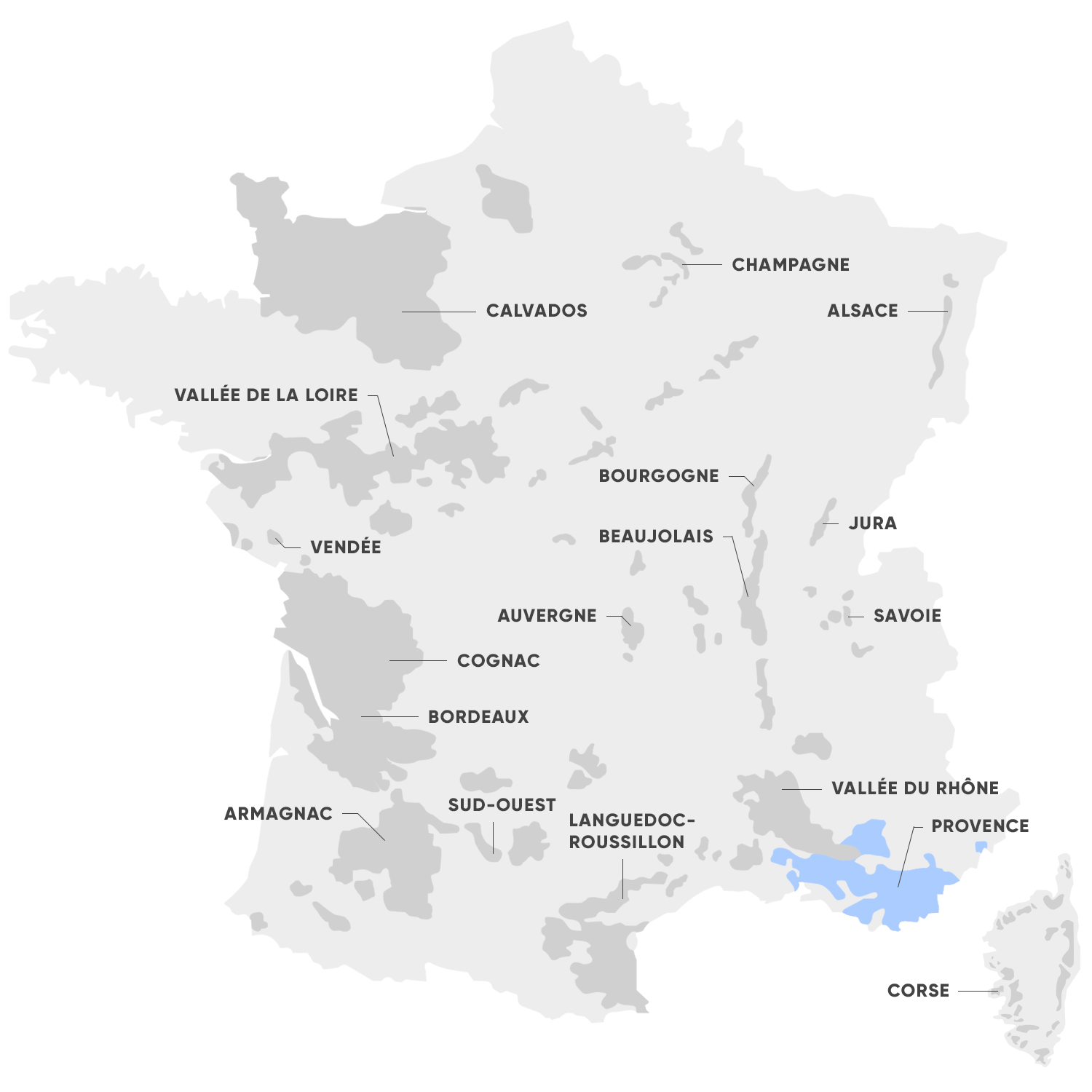 Carte de la région PACA