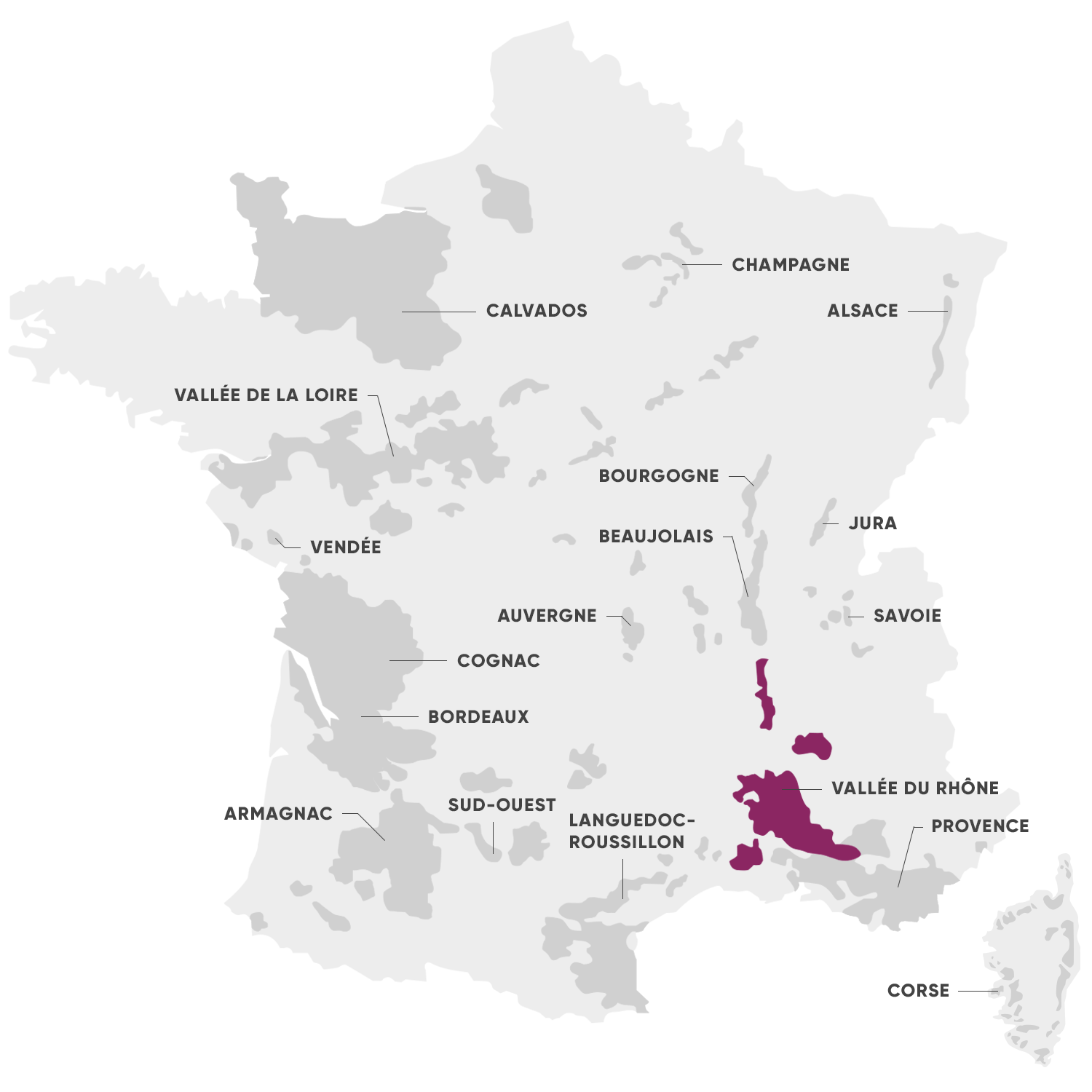 Carte de la région Rhône