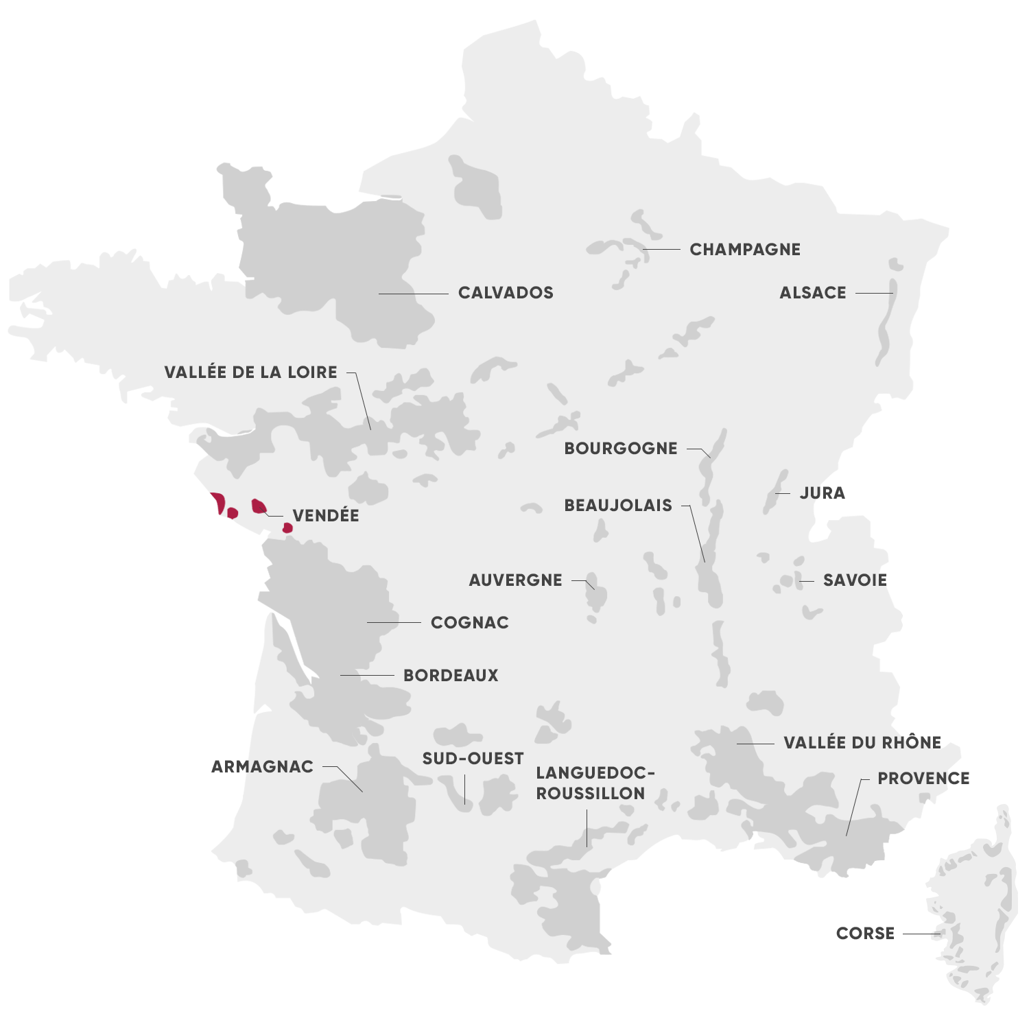 Carte de la région Vendée